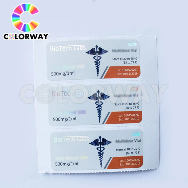 Free Design Gold Silver Hot Foil Hologram Pharmaceutical Medicine Drug Injection Oral Tablet Capsule Vitamin Steroids 2ml 5ml 30ml 20ml 10ml Vial Bottle Label